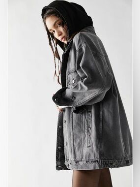 We The Free Women's Black Flawless Hooded Denim Jacket In Storm Size Small
